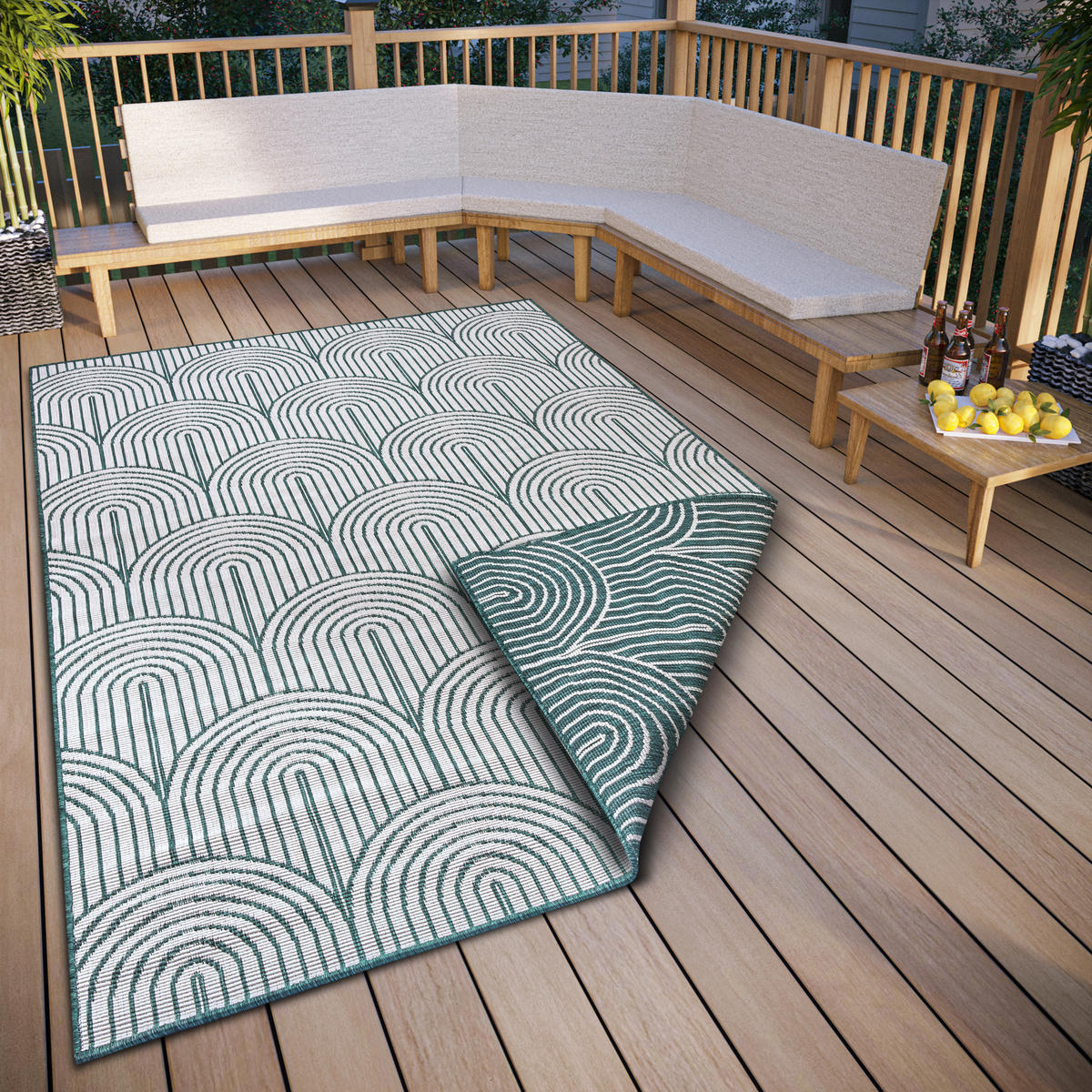 OUTDOORTEPPICH 80/150 cm Pangli Grün, Weiß  - Weiß/Grün, Design, Kunststoff (80/150cm)