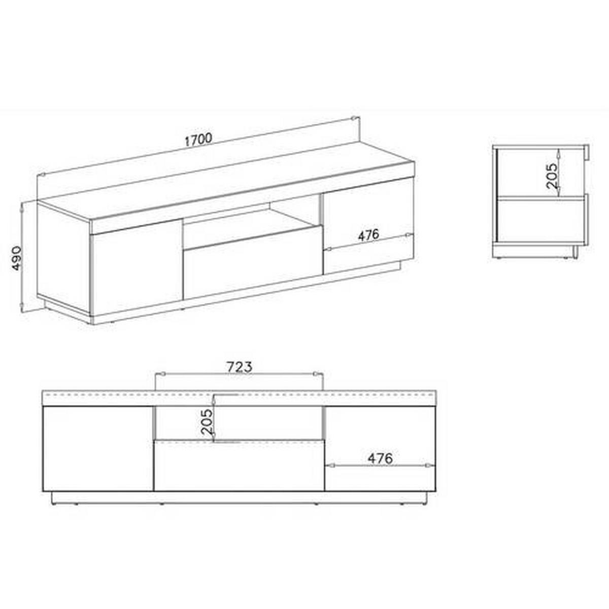 NÍZKA KOMODA, biela, dub wotan, 170/49/42 cm - sivá/biela, Design, kompozitné drevo/plast (170/49/42cm) - MID.YOU