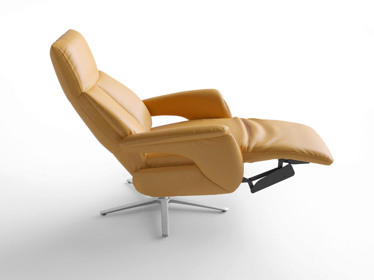 RELAXAČNÍ KŘESLO, kůže, curry žlutá - barvy stříbra/curry žlutá, Basics, kov/kůže (75/110/85cm) - Sit & More