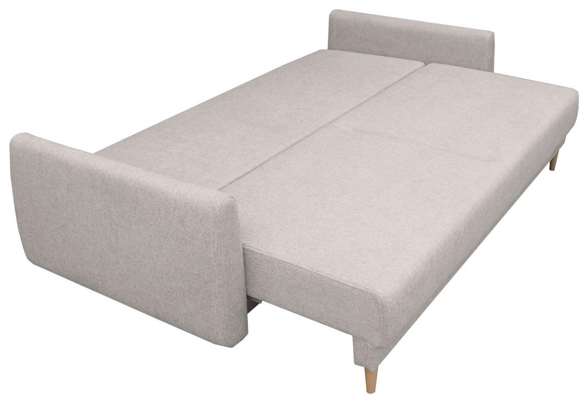 SCHLAFSOFA  mit Liegefunktion, Schlafen auf Sitzhöhe, Rücken echt Webstoff Grau  - Buchefarben/Grau, KONVENTIONELL, Holz/Textil (220/90/95cm) - Carryhome