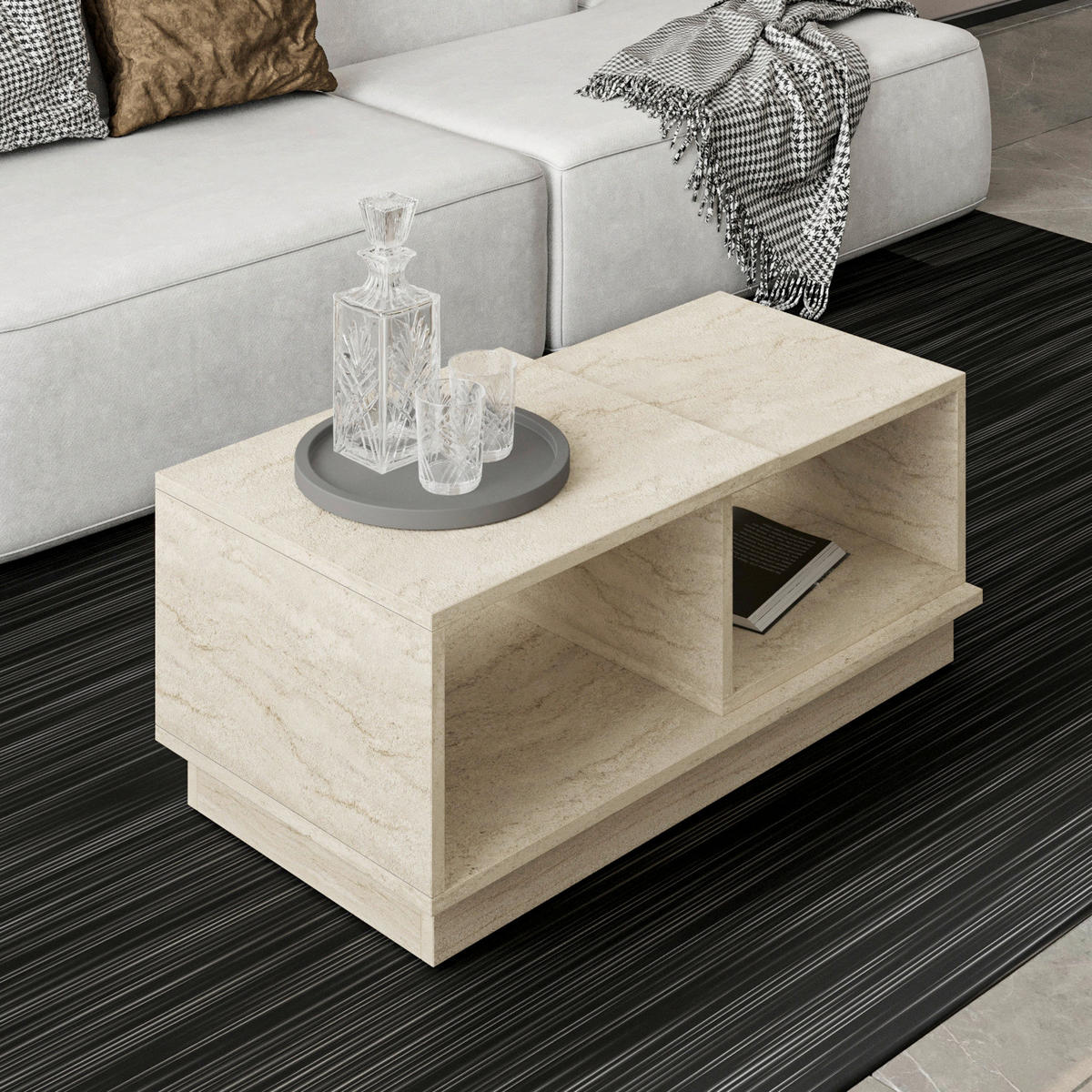 COUCHTISCH Holzwerkstoff 90/45/36 cm   - Beige, Design, Holzwerkstoff (90/45/36cm) - Livetastic