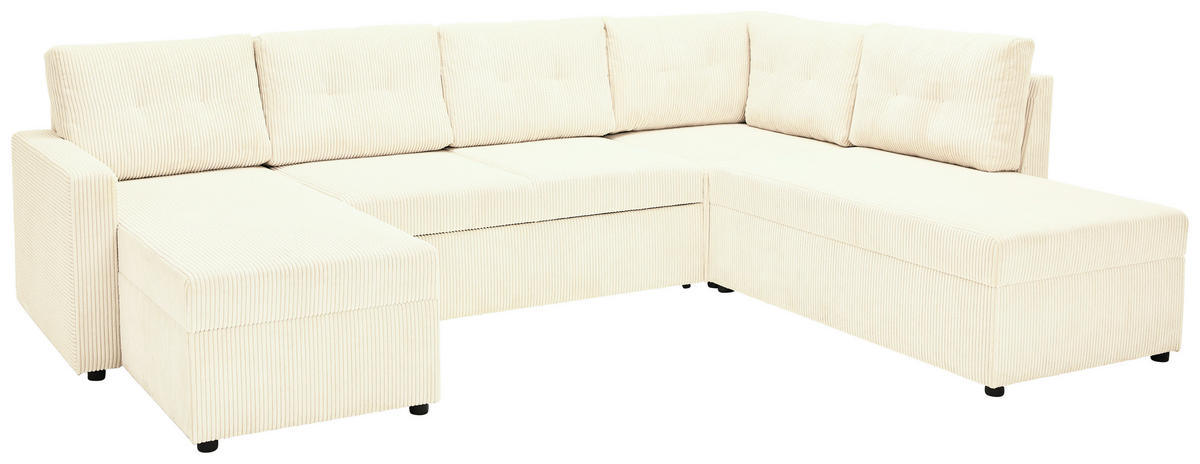 WOHNLANDSCHAFT in Cord Creme  - Creme/Schwarz, Konventionell, Kunststoff/Textil (126/293/155cm) - Ti'me