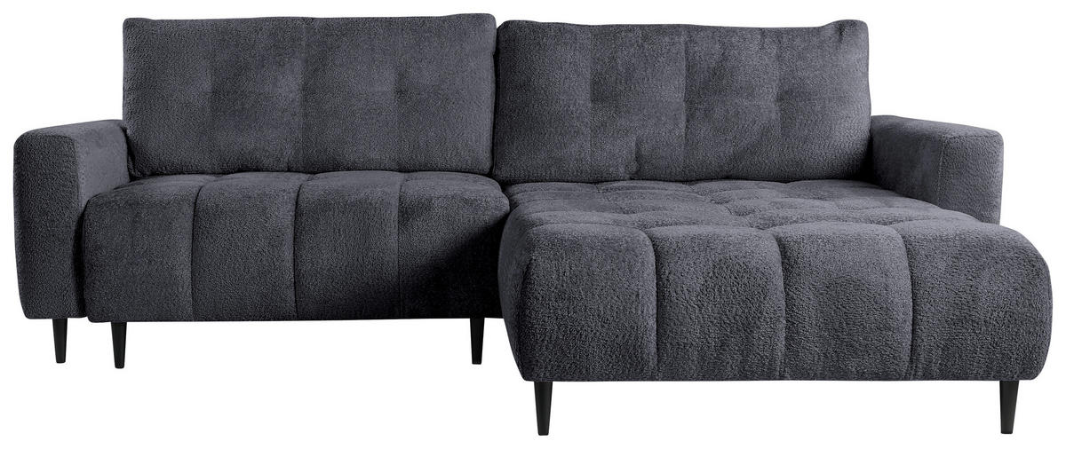 ECKSOFA Graphitfarben Chenille  - Schwarz/Graphitfarben, KONVENTIONELL, Holz/Textil (266/180cm) - Carryhome