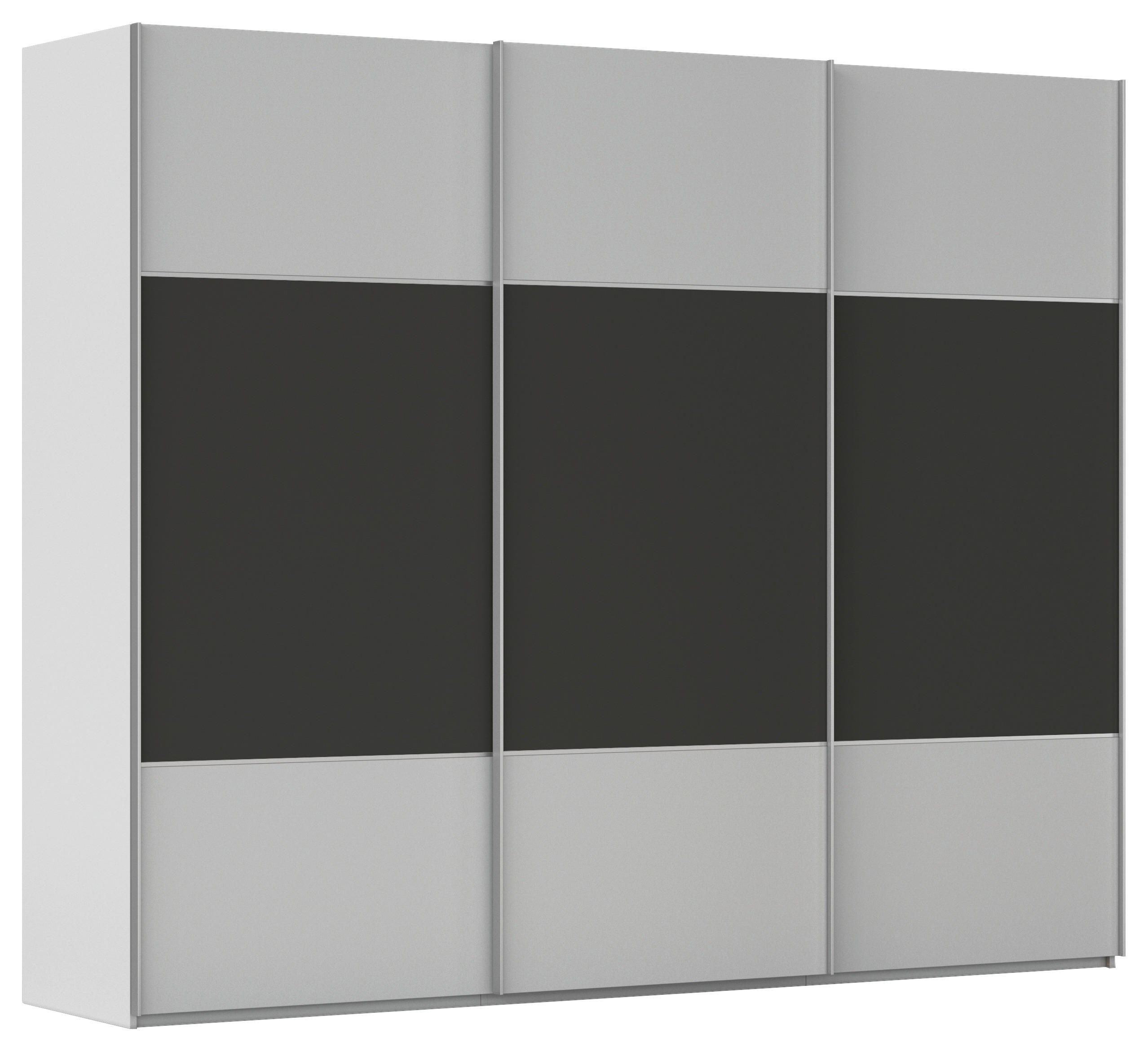 SCHWEBETÜRENSCHRANK 301/223/68 cm 3-türig Graphitfarben, Grau  - Alufarben/Graphitfarben, KONVENTIONELL, Holzwerkstoff/Metall (301/223/68cm) - Novel