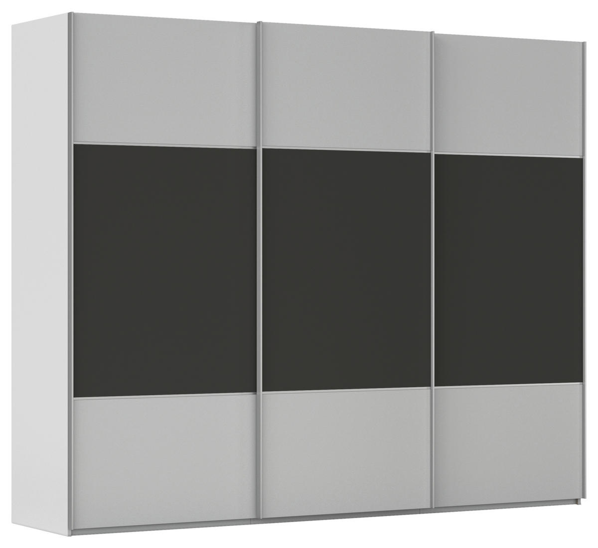 SCHWEBETÜRENSCHRANK 242/223/68 cm 3-türig Graphitfarben, Grau  - Alufarben/Graphitfarben, KONVENTIONELL, Holzwerkstoff/Metall (242/223/68cm) - Novel