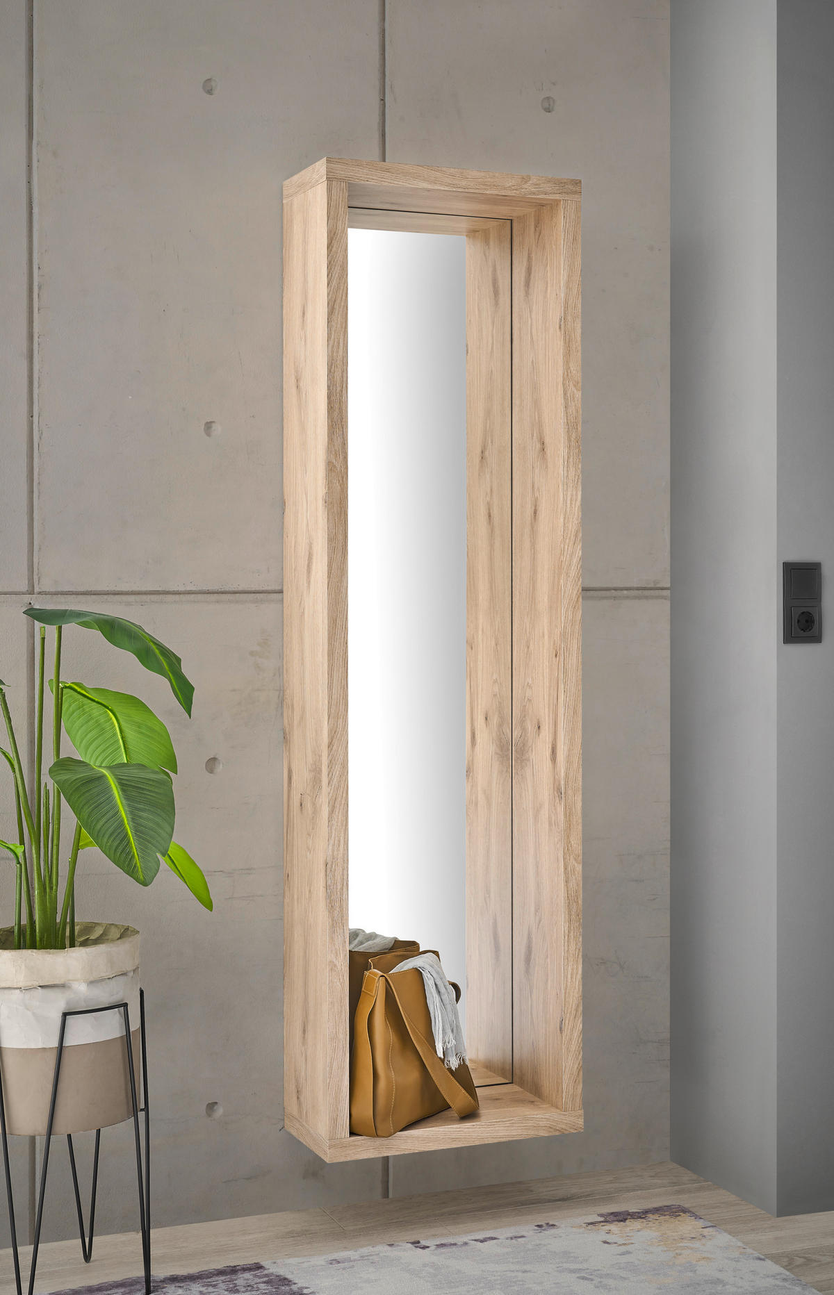 OGLEDALO ZIDNO  51/178/24 cm     - boje hrasta, Basics, staklo/drvni materijal (51/178/24cm) - Carryhome