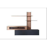 WOHNWAND YORIS  in Eichefarben  300/205/49 cm  - Eichefarben/Anthrazit, KONVENTIONELL, Glas/Holz (300/205/49cm) - Schöner Wohnen