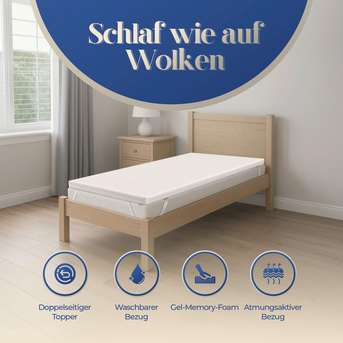 TOPPER 160/200 cm Höhe ca. 7 cm  - Weiß, Basics, Textil (160/200cm) - Chameo