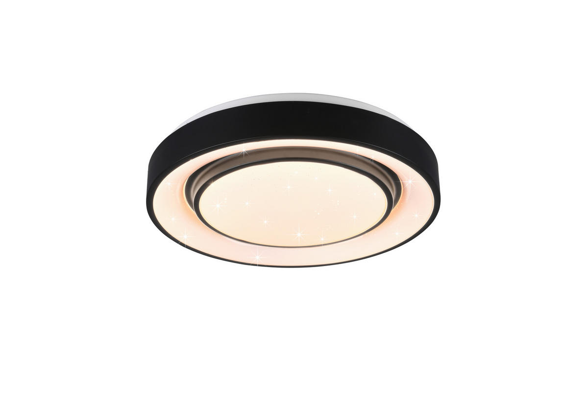 LED-DECKENLEUCHTE MONA  Smart 38/7,5 cm   - Schwarz, Basics, Metall (38/7,5cm)