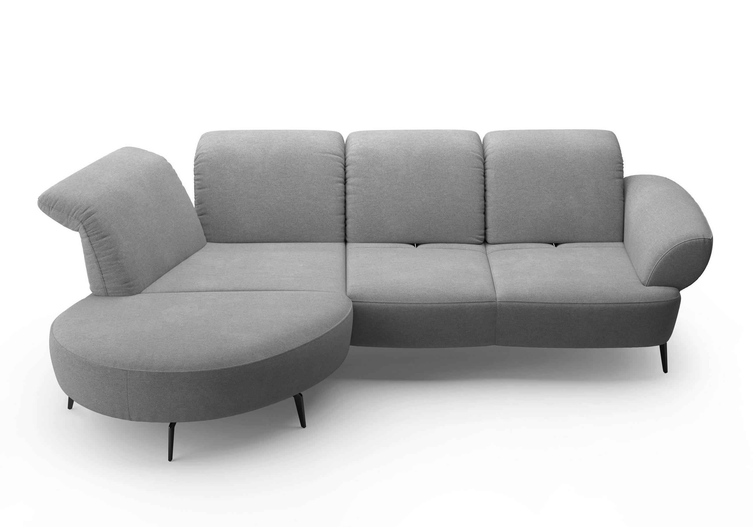 ECKSOFA in Mikrofaser Grau  208/313 cm  - Schwarz/Grau, MODERN, Textil/Metall (208/313cm) - Sit & More