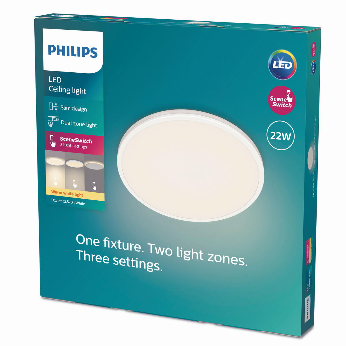 LED-DECKENLEUCHTE Ozziet   - Weiß, Basics, Metall (4,5/40/4,5cm) - Philips