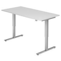 SCHREIBTISCH 160/80/72-119 cm Weiß elektrisch höhenverstellbar  - Silberfarben/Weiß, KONVENTIONELL, Holzwerkstoff/Metall (160/80/72-119cm) - Venda