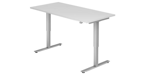 SCHREIBTISCH 160/80/72-119 cm Weiß elektrisch höhenverstellbar  - Silberfarben/Weiß, KONVENTIONELL, Holzwerkstoff/Metall (160/80/72-119cm) - Venda