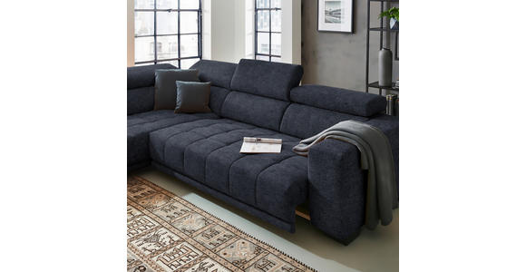 ECKSOFA in Mikrofaser Dunkelgrau 207/301 cm - Dunkelgrau/Schwarz, Design, Textil/Metall (207/301cm) - Xora