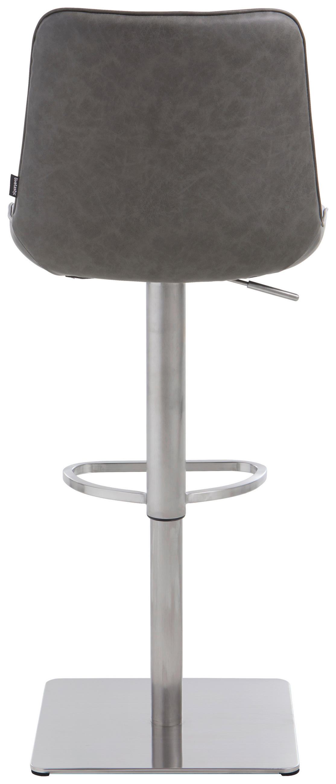 BARHOCKER Lederlook Grau, Edelstahlfarben Edelstahl Pappel Sperrholz  - Edelstahlfarben/Grau, MODERN, Holz/Textil (49/113/56cm) - Livetastic