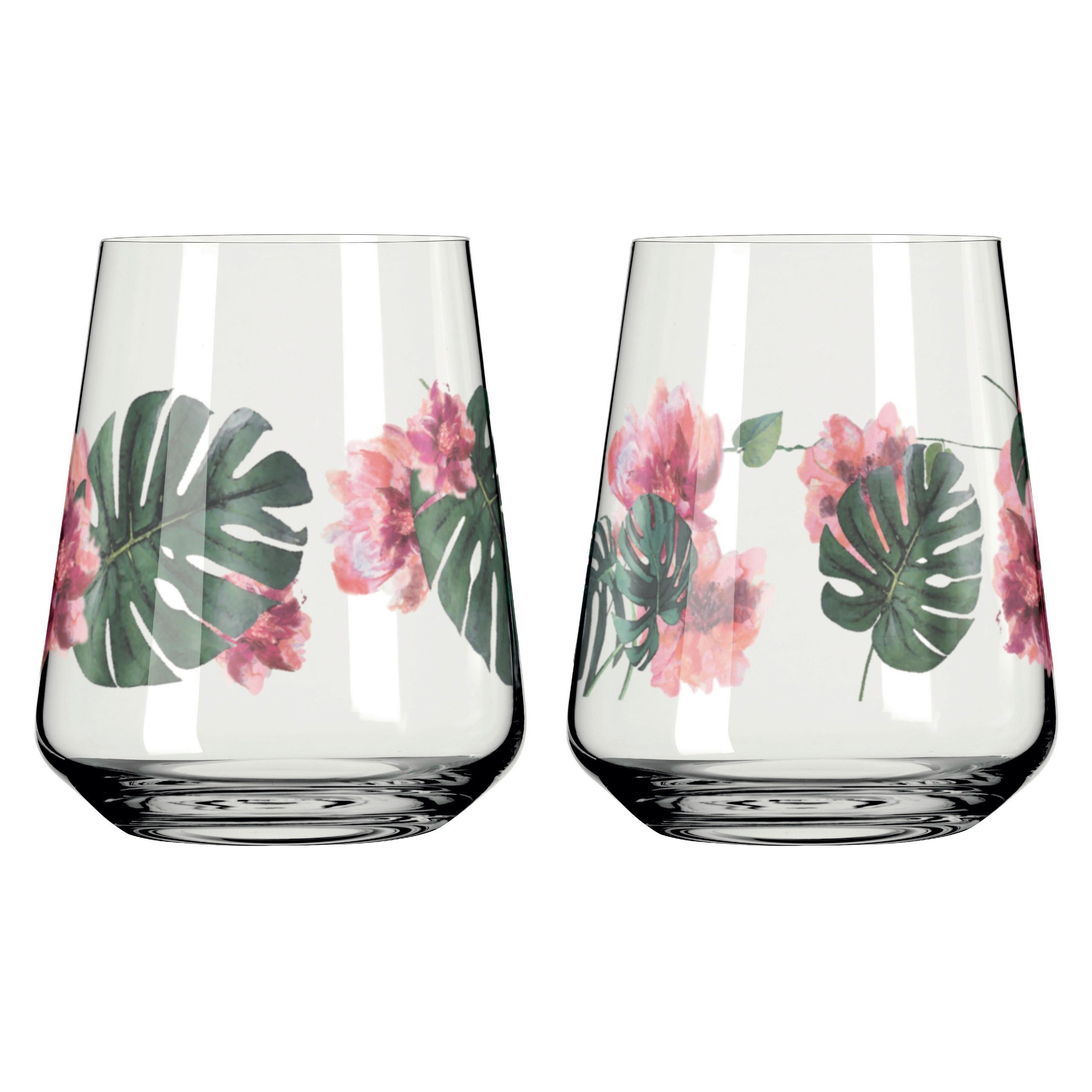 GLÄSERSET Sommersonett  2-teilig  - Transparent/Rosa, Design, Glas (9.2/11.0cm) - Ritzenhoff