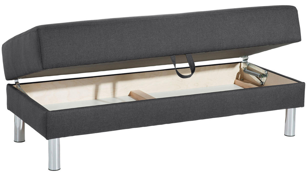 ECKSCHLAFSOFA inkl. Hocker in Graphitfarben Textil   - Chromfarben/Graphitfarben, Konventionell, Textil/Metall (152/230cm) - Max Winzer