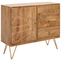 KOMMODE , 105/88/43 cm, 3 Schublade(n)  - Goldfarben/Naturfarben, Design, Holz/Metall (105/88/43cm) - Landscape