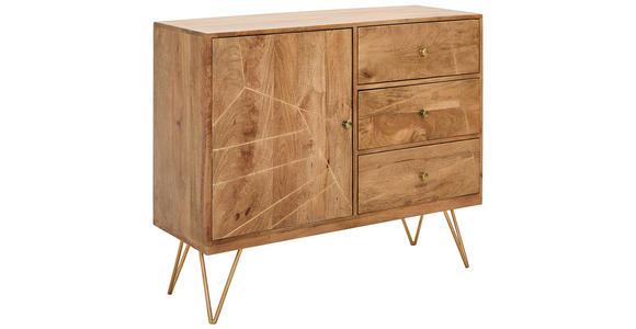 KOMMODE , 105/88/43 cm, 3 Schublade(n)  - Goldfarben/Naturfarben, Design, Holz/Metall (105/88/43cm) - Landscape