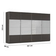 SCHWEBETÜRENSCHRANK  in Graphitfarben, Seidengrau  - Chromfarben/Seidengrau, KONVENTIONELL, Glas/Holzwerkstoff (361/223/68cm) - Novel