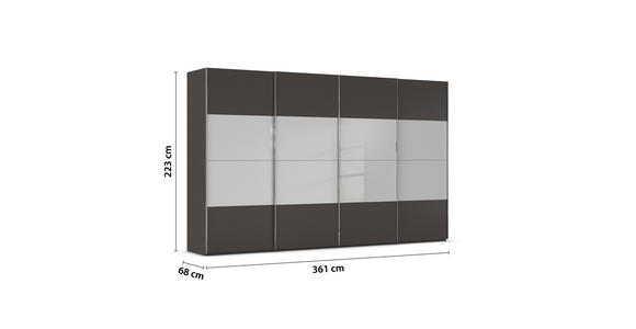 SCHWEBETÜRENSCHRANK  in Graphitfarben, Seidengrau  - Chromfarben/Seidengrau, KONVENTIONELL, Glas/Holzwerkstoff (361/223/68cm) - Novel