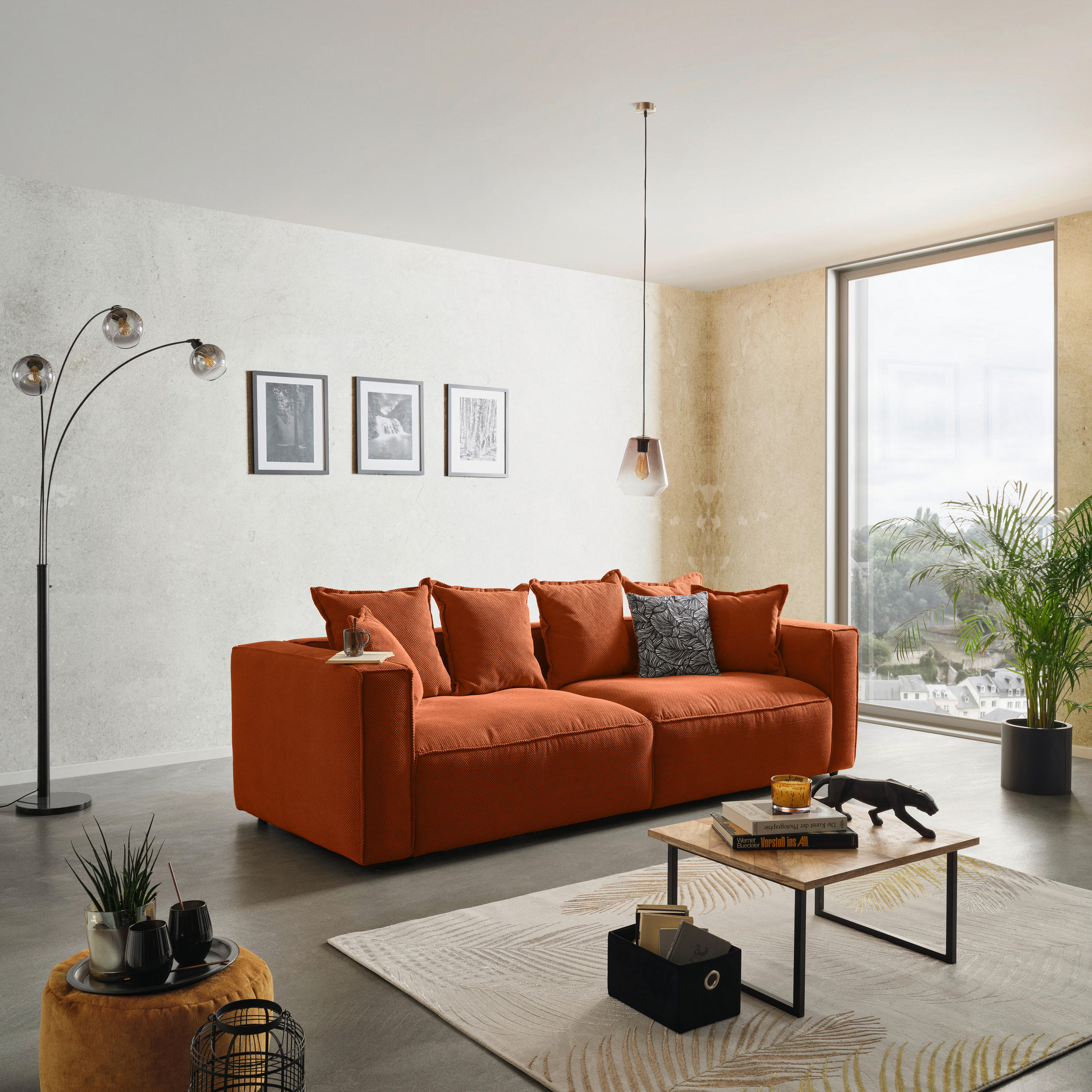 BIGSOFA Mikrofaser Terracotta  - Terracotta/Schwarz, MODERN, Textil (280/72/109cm) - MID.YOU