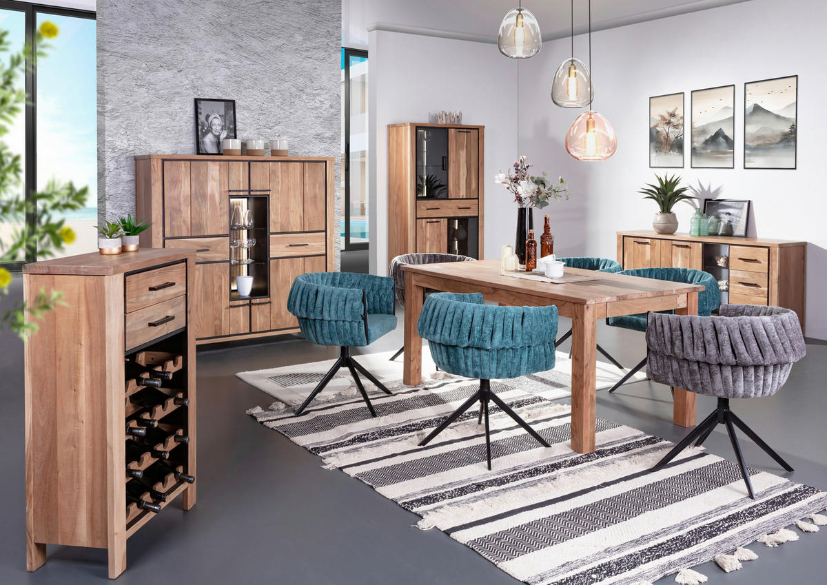 SIDEBOARD 135/80/44 cm  - Schwarz/Akaziefarben, LIFESTYLE, Glas/Holz (135/80/44cm) - Landscape