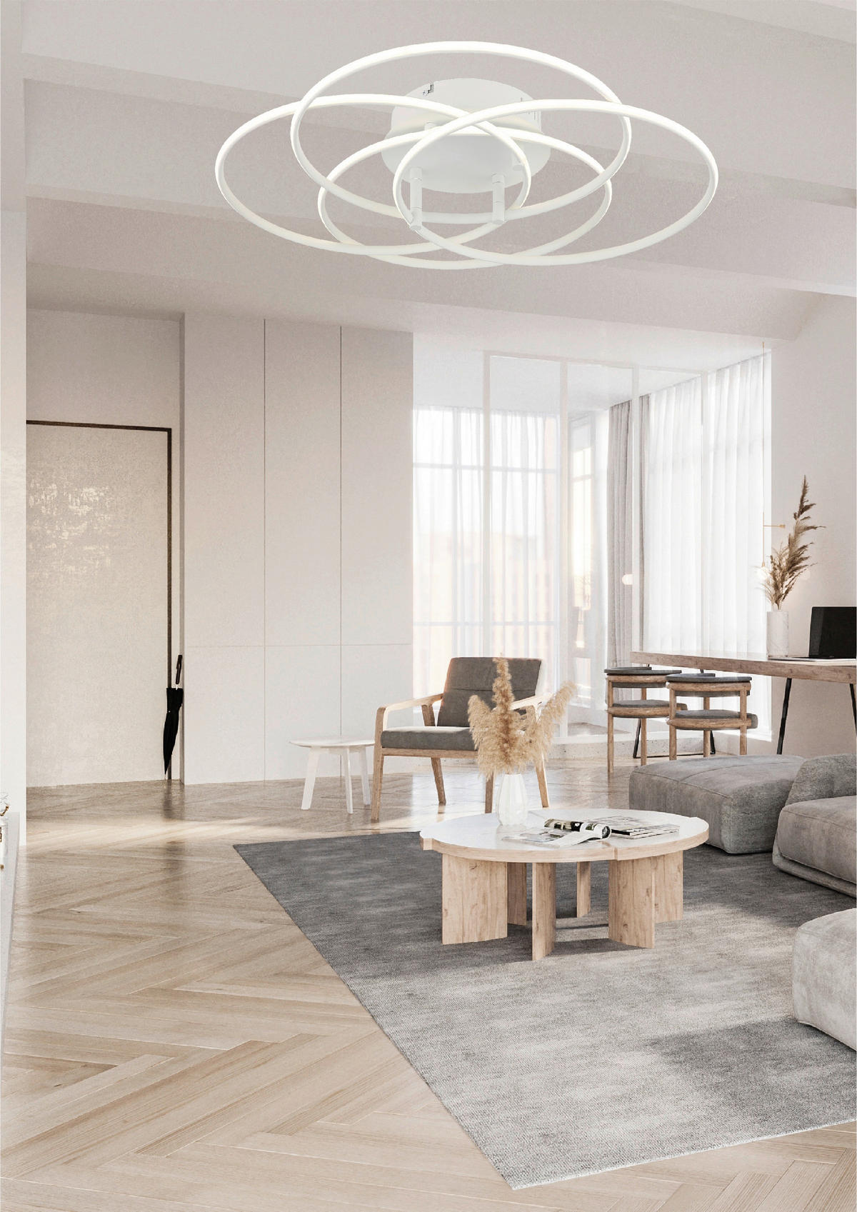 DECKENLEUCHTE 51,5/11,4 cm   - Weiß, MODERN, Kunststoff/Metall (51,5/11,4cm) - Novel