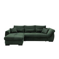 ECKSOFA Dunkelgrün Cord Zierkissen, Rückenkissen, Nierenkissen, Bettkasten  - Dunkelgrün/Schwarz, MODERN, Textil/Metall (188/302cm) - MID.YOU