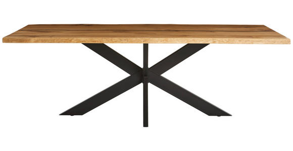 ESSTISCH in Holz 220/100/76 cm  - Eichefarben/Schwarz, Design, Holz/Metall (220/100/76cm) - Linea Natura