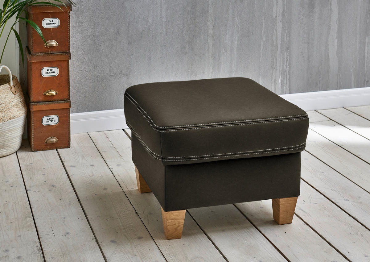 ECKSOFA  in Echtleder Olivgrün  274/235 cm  - Eichefarben/Beige, KONVENTIONELL, Leder/Holzwerkstoff (274/235cm) - Beldomo Premium