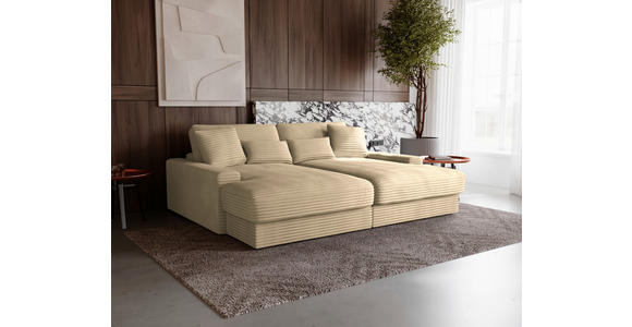 BIGSOFA in Cord Beige - Beige/Schwarz, MODERN, Kunststoff/Textil (230/85/190cm) - Carryhome
