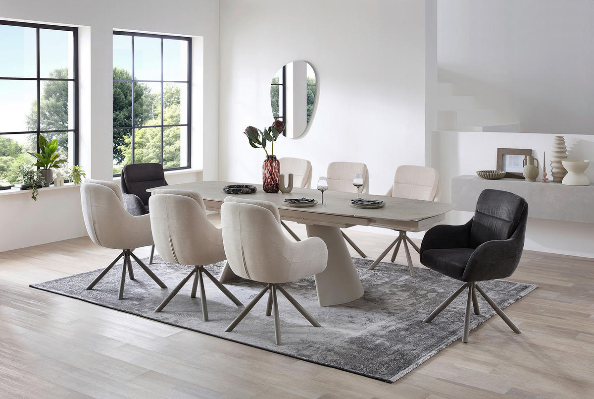 ESSTISCH Beige  ausziehbar  - Beige, MODERN, Keramik/Metall (200/100/100cm) - MID.YOU