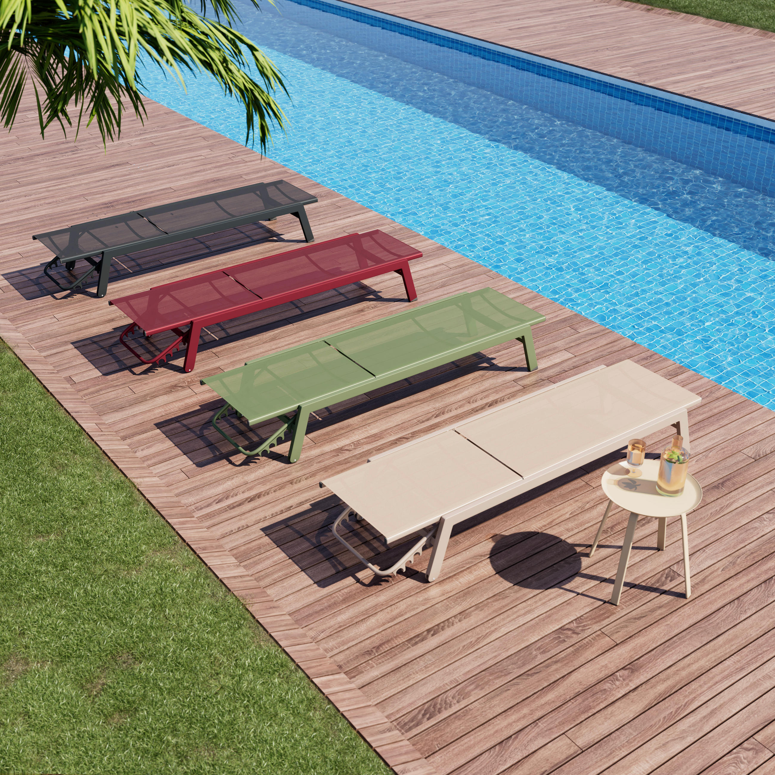 SONNENLIEGE 55/92/164 cm  - Anthrazit, Design, Textil/Metall (55/92/164cm) - Ambia Garden