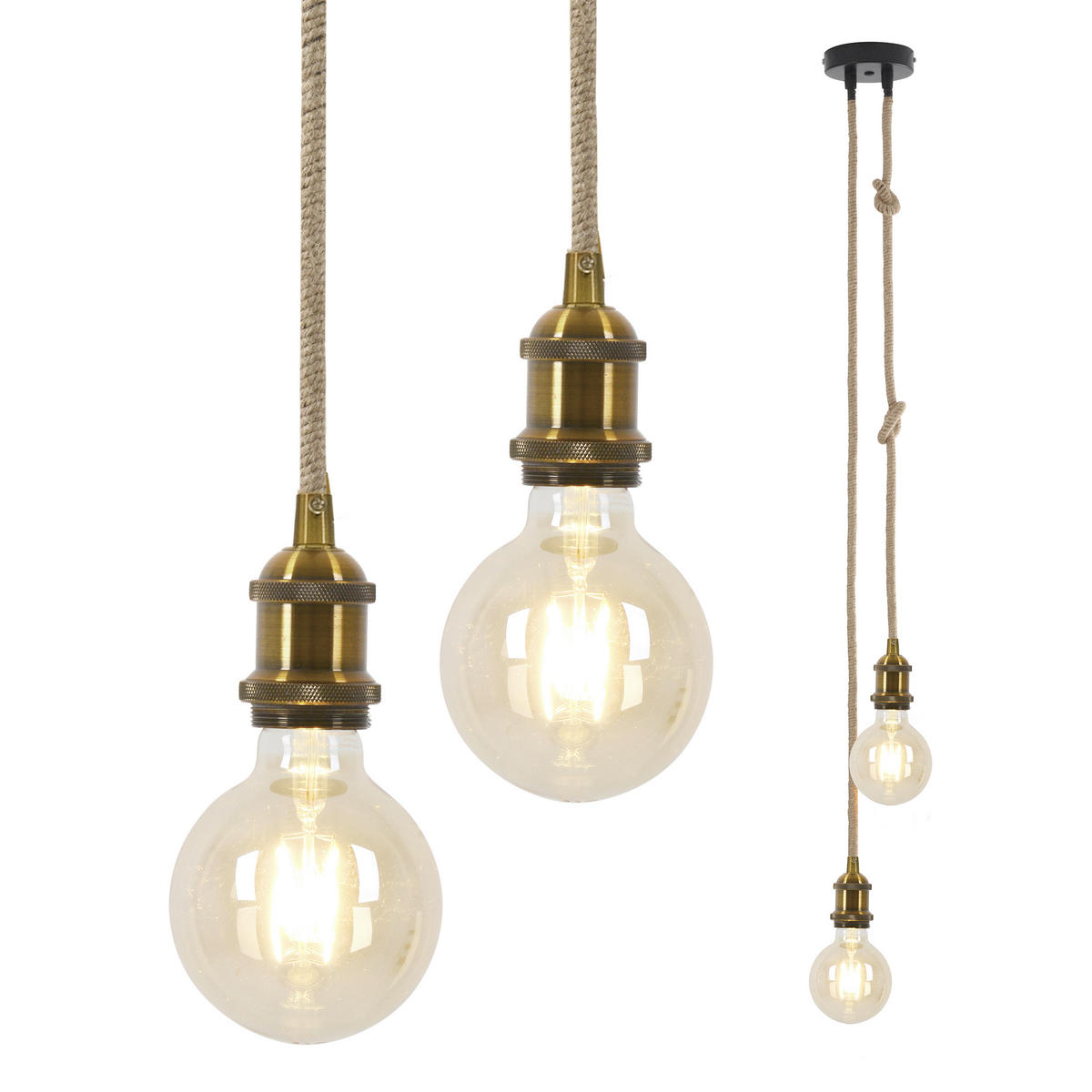 HÄNGELEUCHTE 15/90 cm   - Messingfarben/Schwarz, KONVENTIONELL, Naturmaterialien/Metall (15/90cm) - Näve