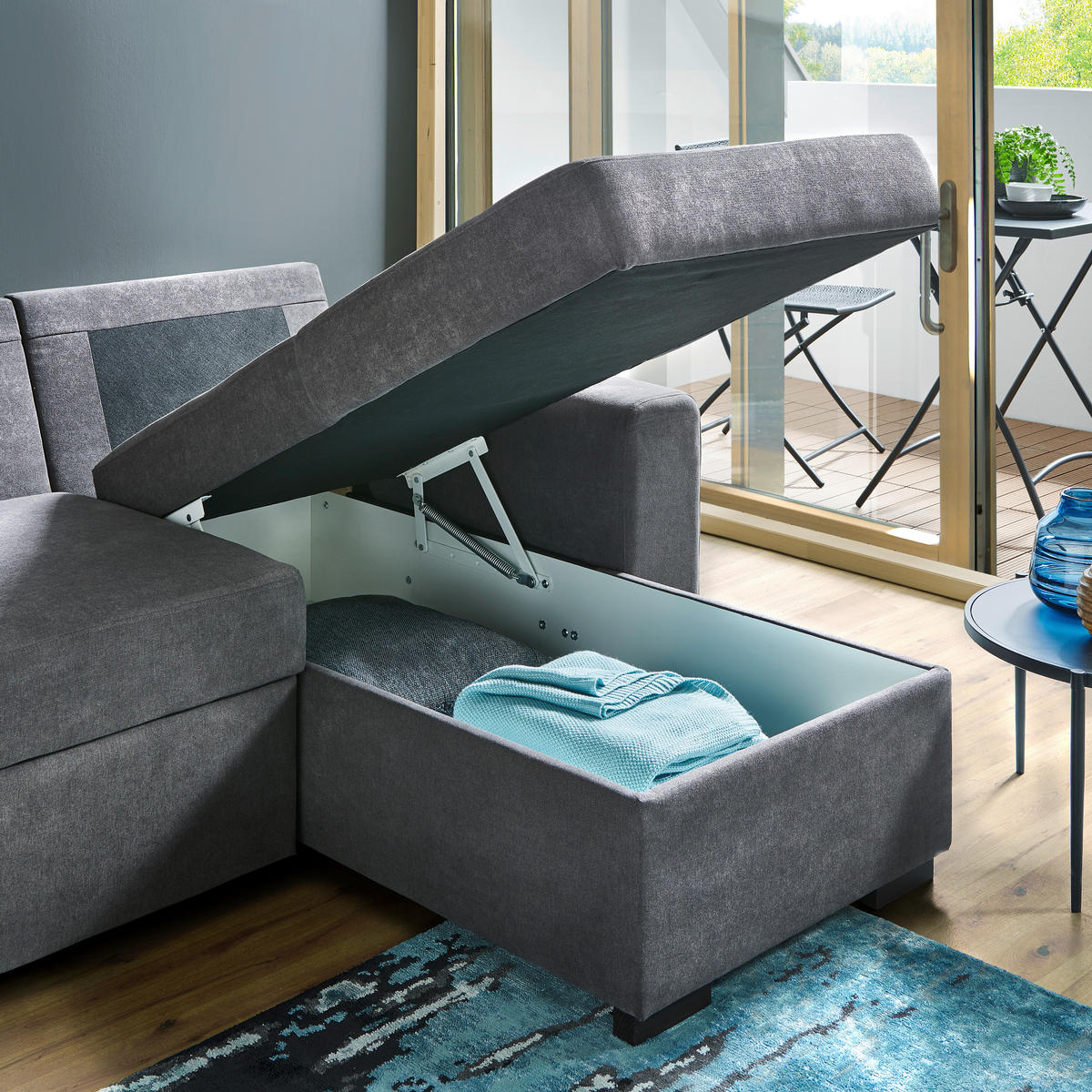 ECKSOFA inkl.Funktionen Beige Webstoff  - Beige/Schwarz, Design, Textil (245/160cm) - Xora
