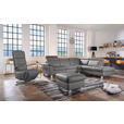 ECKSOFA in Echtleder Dunkelgrau  - Dunkelgrau/Alufarben, Design, Leder/Metall (271/242cm) - Cantus