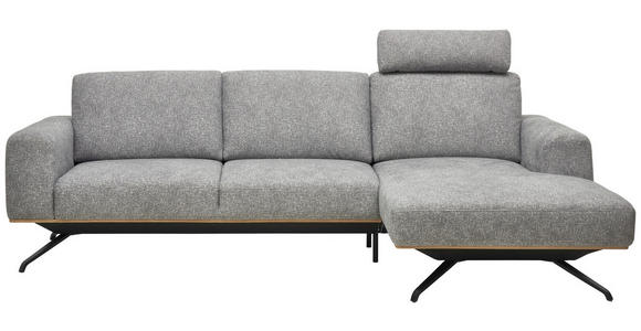 ECKSOFA in Struktur Grau 262/157 cm - Schwarz/Grau, Design, Textil/Metall (262/157cm) - Novel
