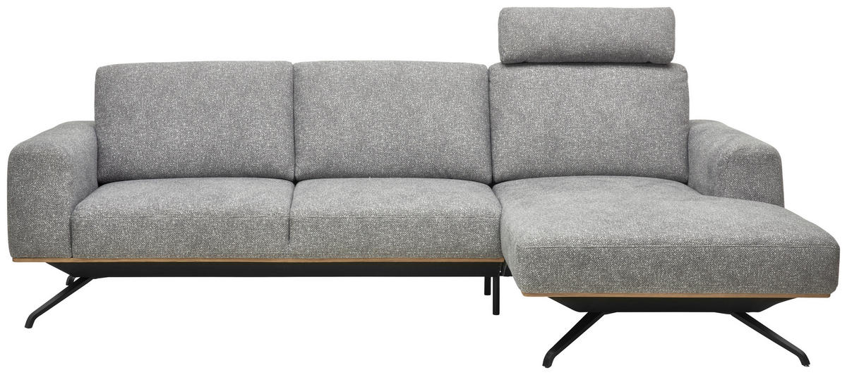 ECKSOFA in Struktur Grau  - Schwarz/Grau, Design, Textil/Metall (262/157cm) - Novel