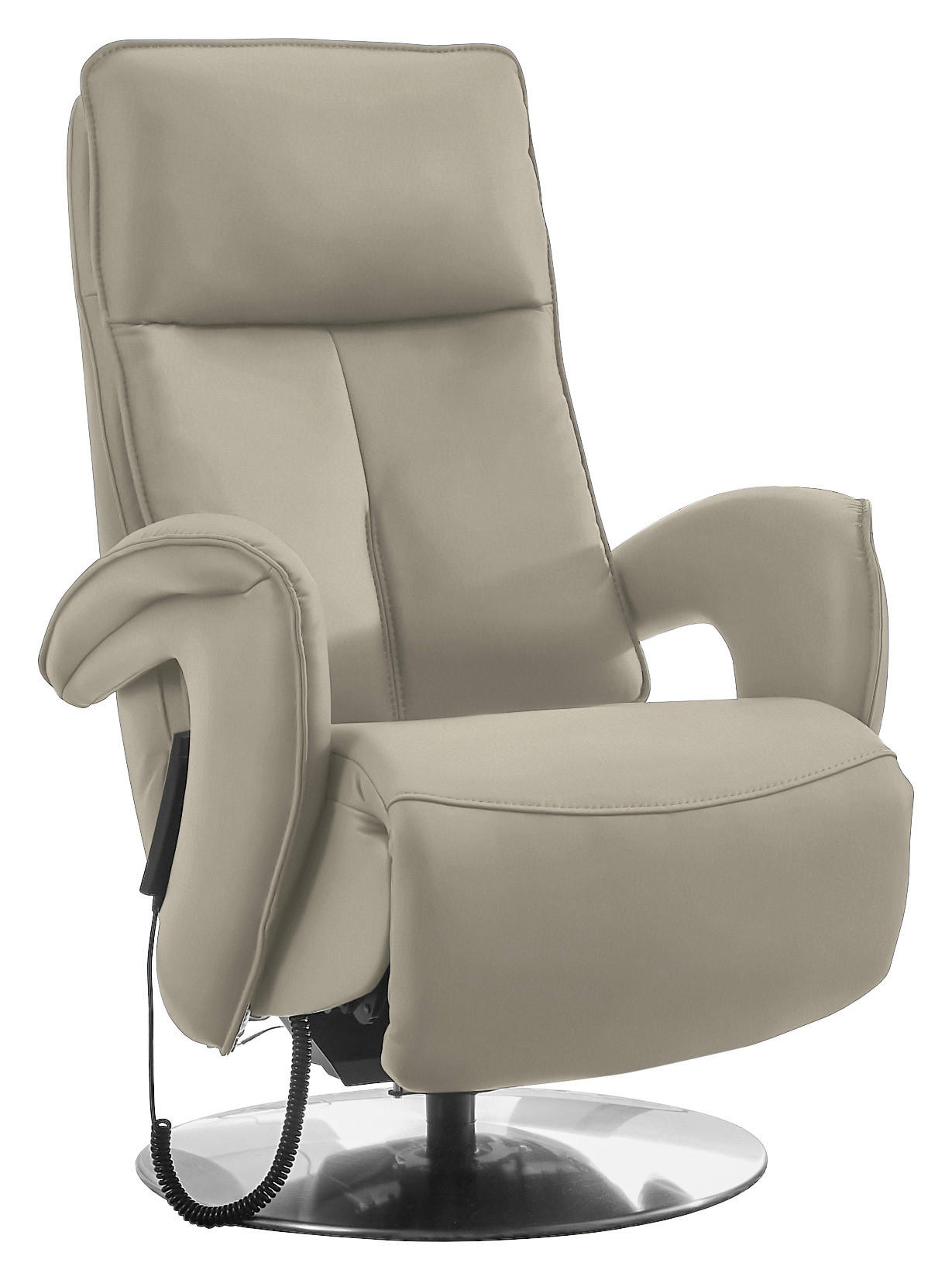 RELAXSESSEL in Leder Ecru  - Chromfarben/Ecru, Design, Leder/Metall (77/110/87cm) - Valdera