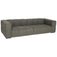 BIGSOFA  in Flachgewebe, Leinenoptik Taupe  - Taupe/Schwarz, Design, Textil/Metall (262/66/113cm) - Belluti