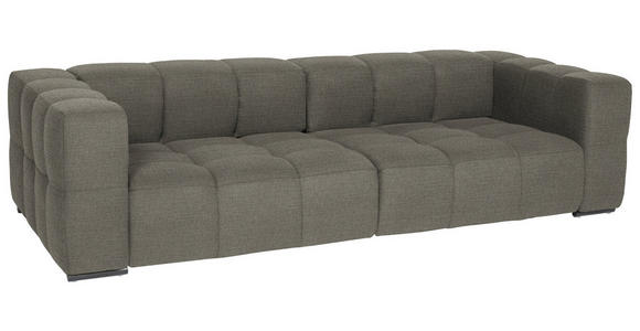 BIGSOFA  in Flachgewebe, Leinenoptik Taupe  - Taupe/Schwarz, Design, Textil/Metall (262/66/113cm) - Belluti