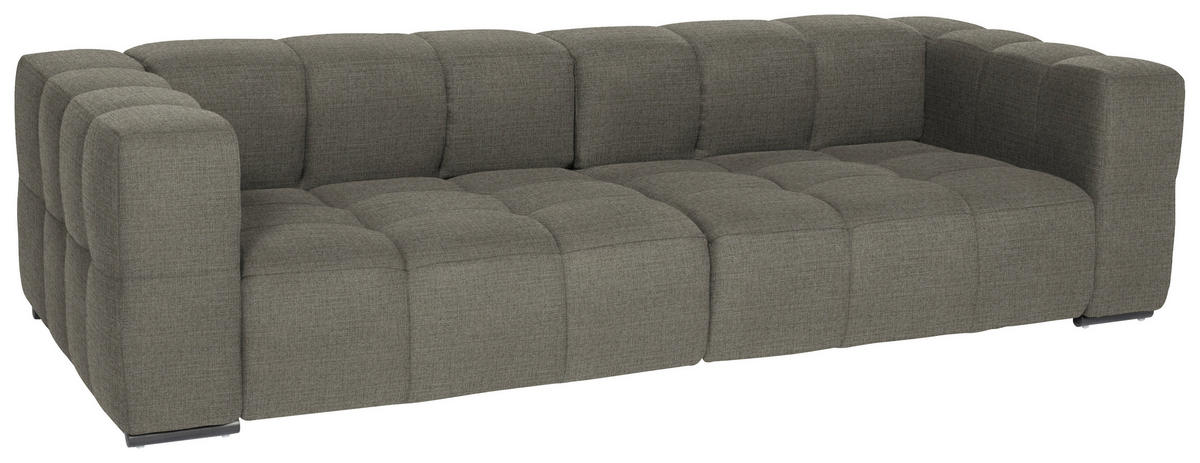 BIGSOFA  in Flachgewebe, Leinenoptik Taupe  - Taupe/Schwarz, Design, Textil/Metall (262/66/113cm) - Belluti