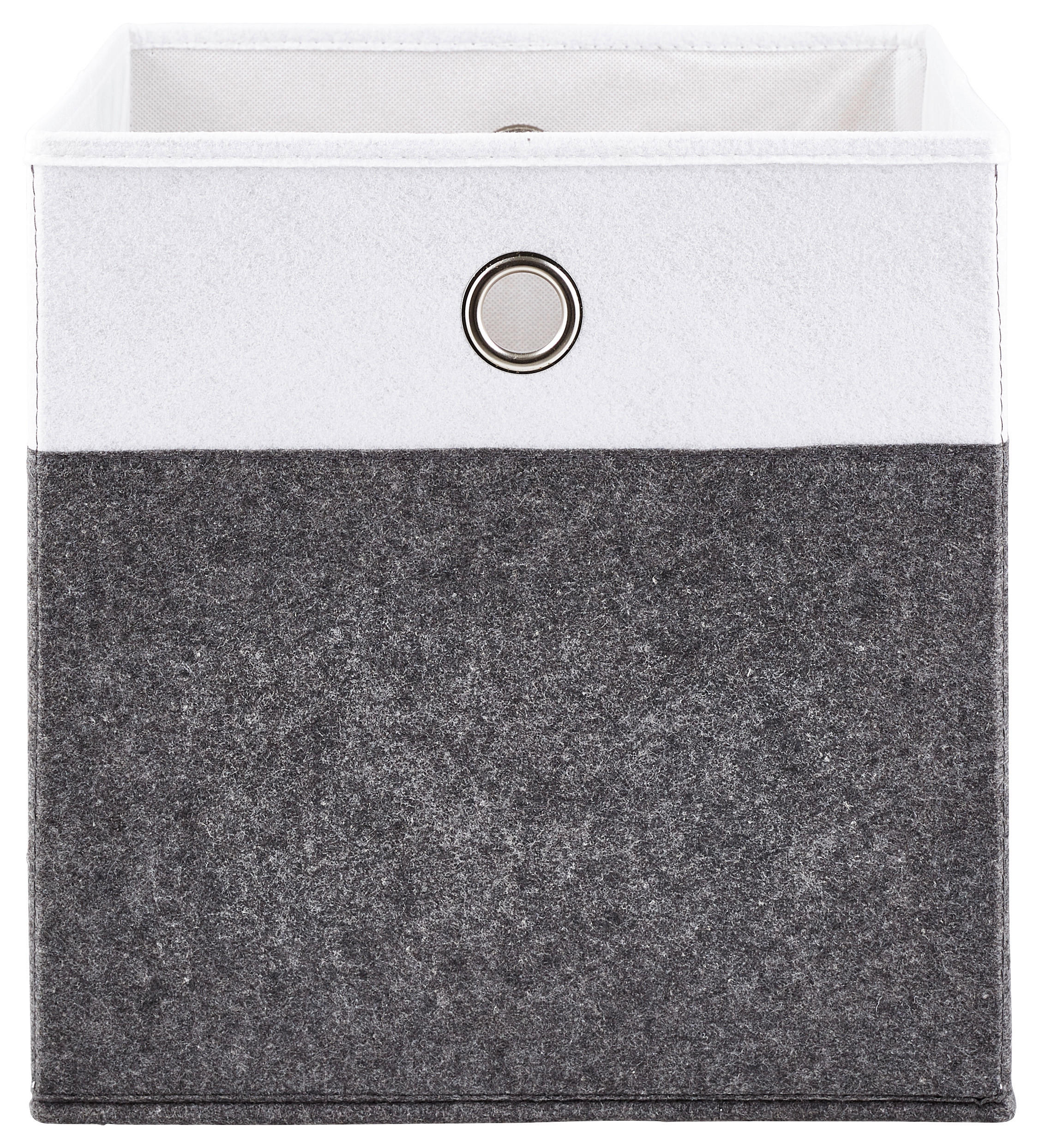 FALTBOX Metall, Textil, Karton Anthrazit, Weiß  - Anthrazit/Weiß, Design, Karton/Textil (32/32/32cm) - Carryhome