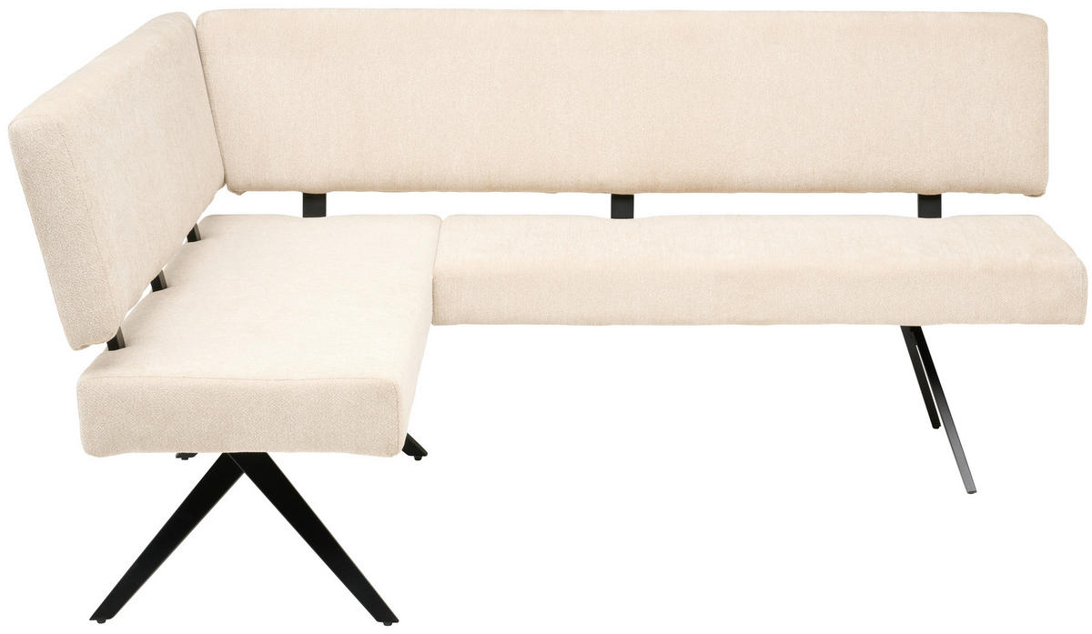ECKBANK 150/190 cm Leinenoptik Schwarz, Beige   - Beige/Schwarz, KONVENTIONELL, Textil/Metall (150/190cm) - MID.YOU