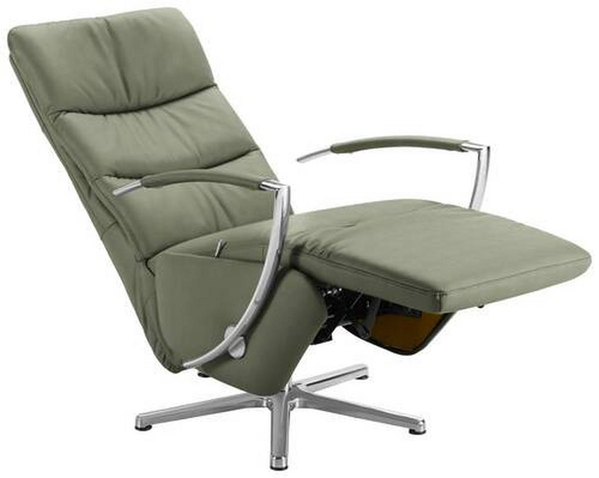 RELAXSESSEL in Leder Grün  - Chromfarben/Grün, Design, Leder/Metall (64/112/80cm) - Cantus