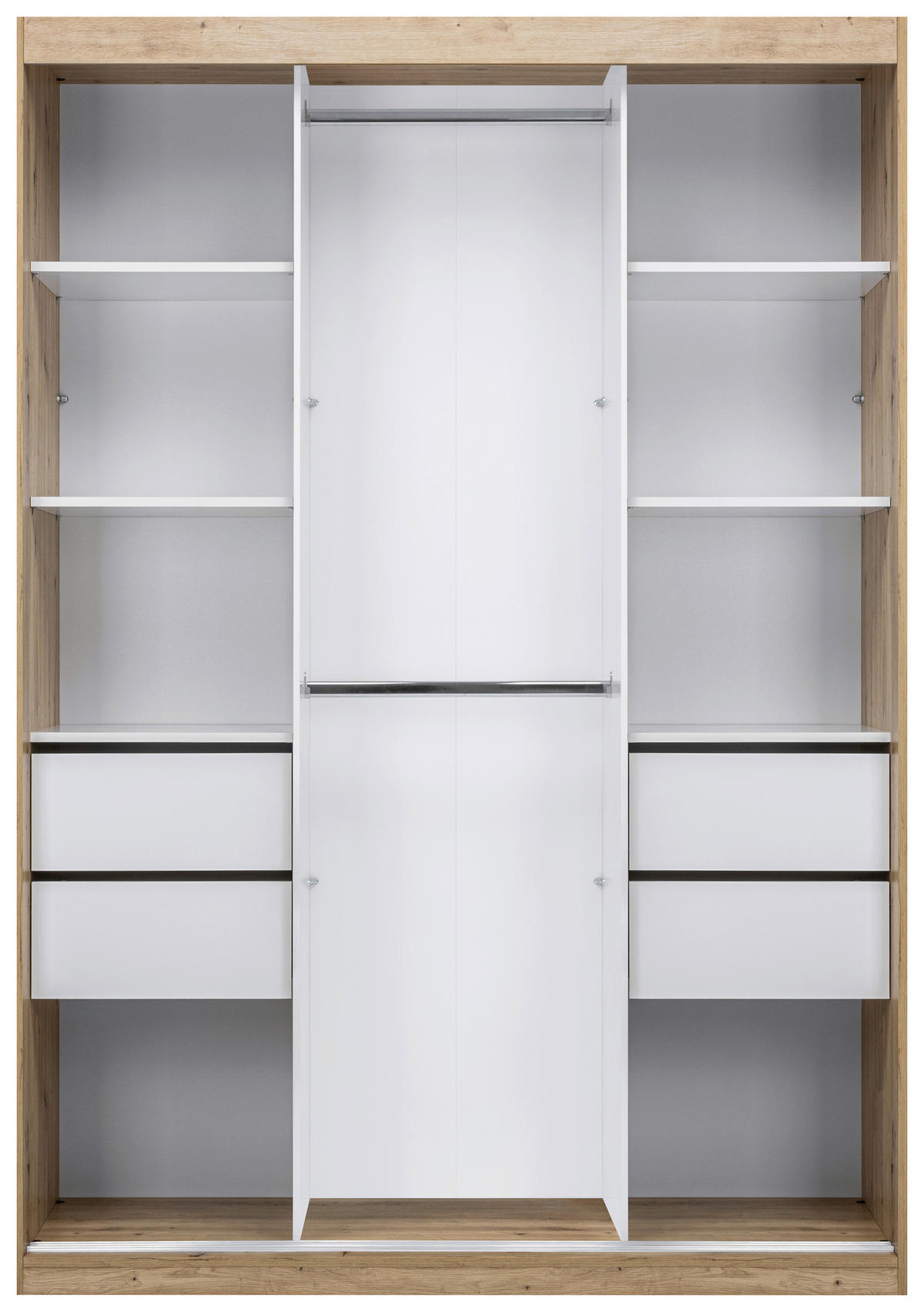 SCHIEBETÜRENSCHRANK 150/215/59,5 cm 3-türig  - Schwarz/Eiche Artisan, MODERN, Holzwerkstoff/Metall (150/215/59,5cm) - MID.YOU