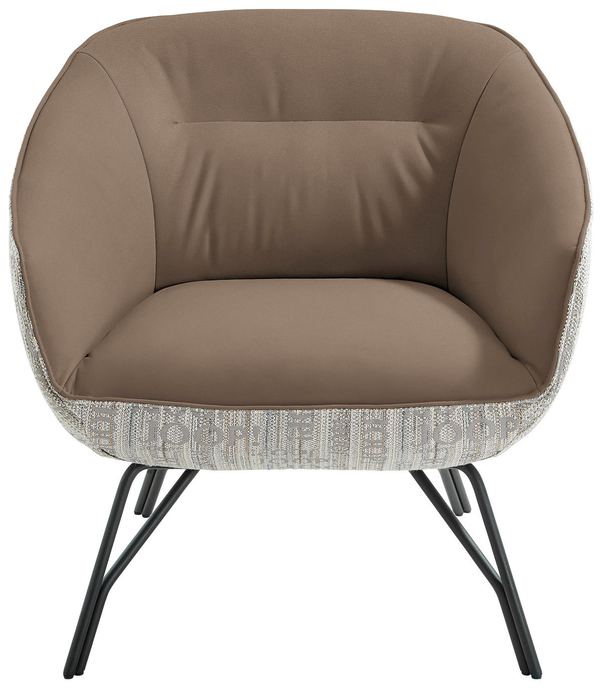 COCKTAILSESSEL in Struktur Echtleder Grau, Hellbraun  - Hellbraun/Anthrazit, Design, Leder/Textil (76/80/73cm) - Joop!