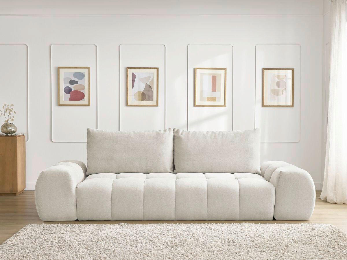 SCHLAFSOFA EVEREST  mit Rücken echt, Armteil links, Armteil rechts Struktur Beige  - Beige/Schwarz, MODERN, Kunststoff/Textil (278/90/115cm)