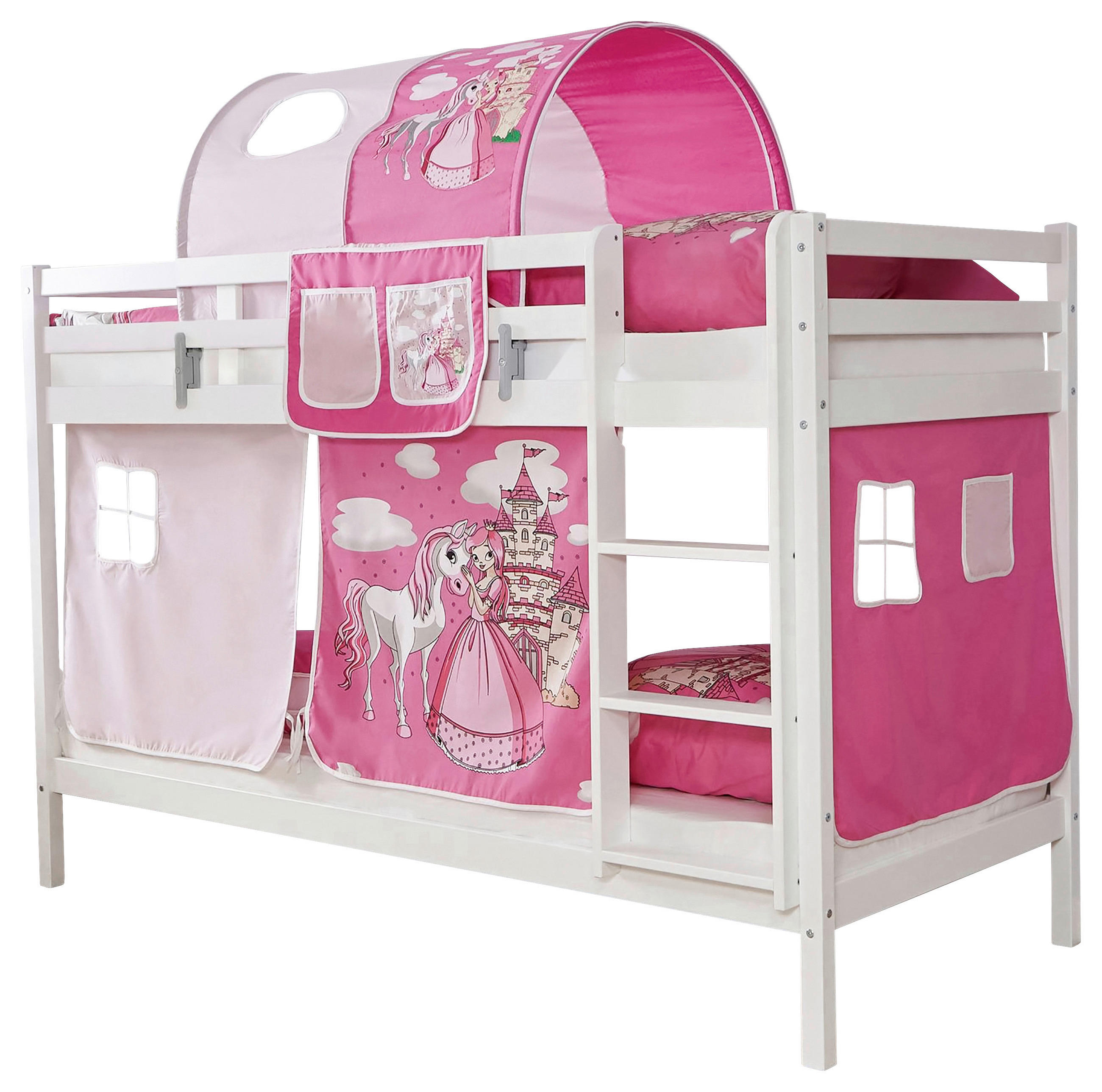 ETAGENBETT - Pink/Weiß, MODERN, Holz/Textil (90/200cm) - MID.YOU